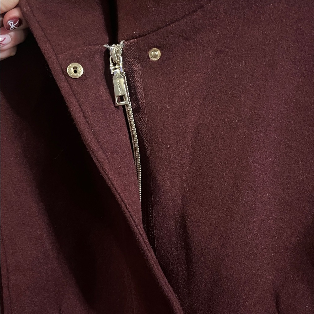 Vince Camuto Women’s Faux Wool Deep Burgundy Pea Coat Medium NEW - Picture 6 of 11